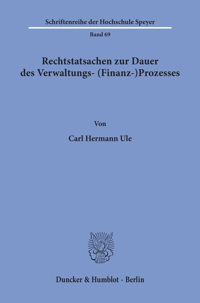 Rechtstatsachen zur Dauer des Verwaltungs- (Finanz-)Prozesses. main product photo
