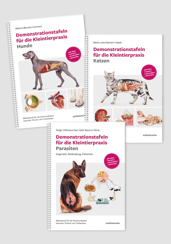 Demonstrationstafeln für die Kleintierpraxis Hund, Katze und Parasiten 3 Bde. im SET main product photo