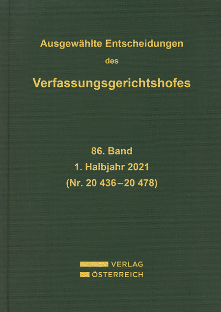 Ausgewählte Entscheidungen des Verfassungsgerichtshofes main product photo