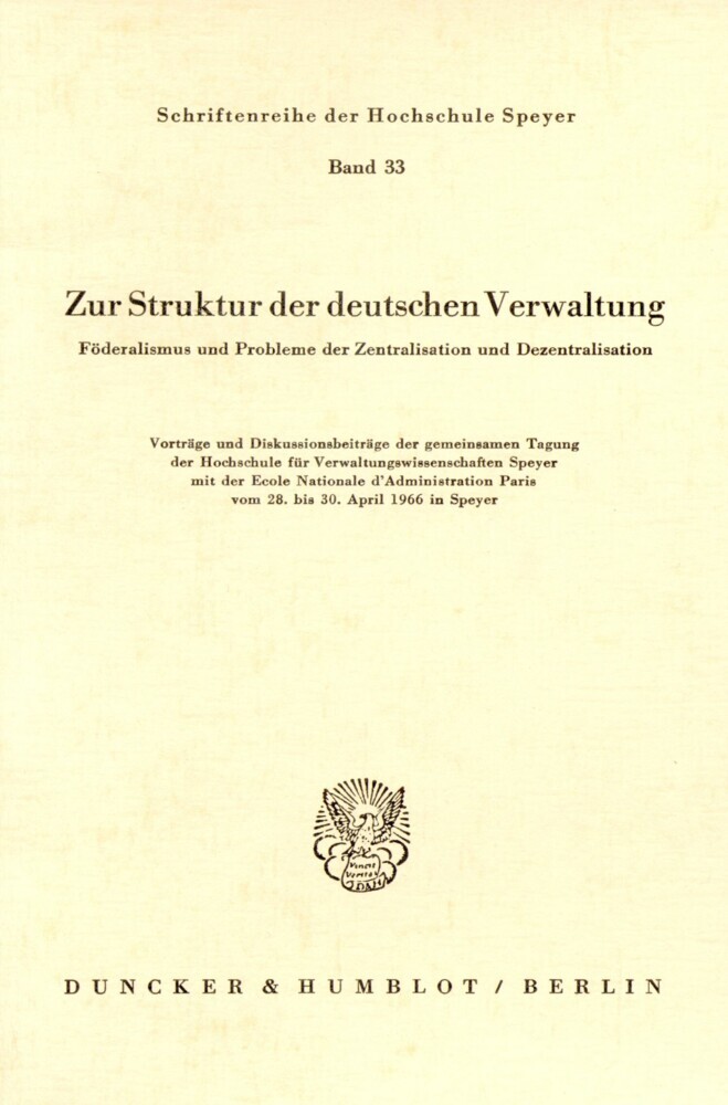 Zur Struktur der deutschen Verwaltung. main product photo