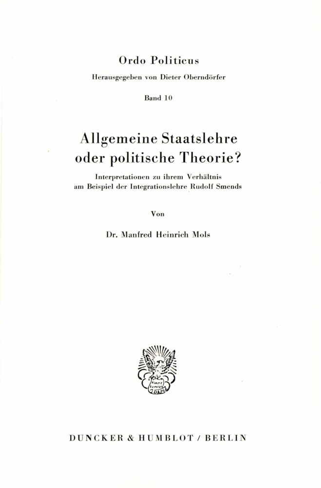 Allgemeine Staatslehre oder politische Theorie main product photo