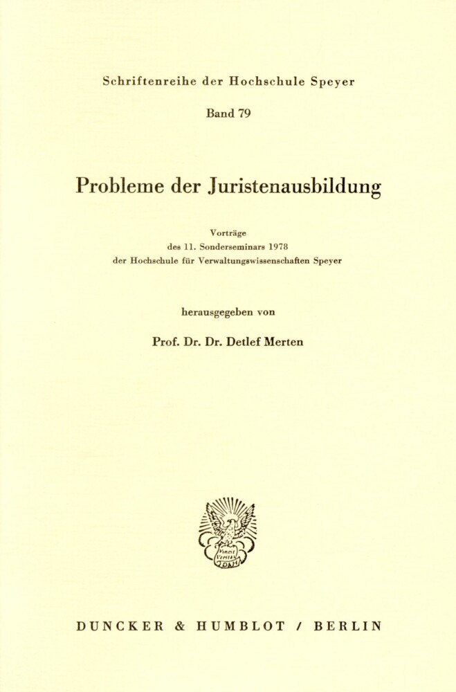 Probleme der Juristenausbildung. main product photo
