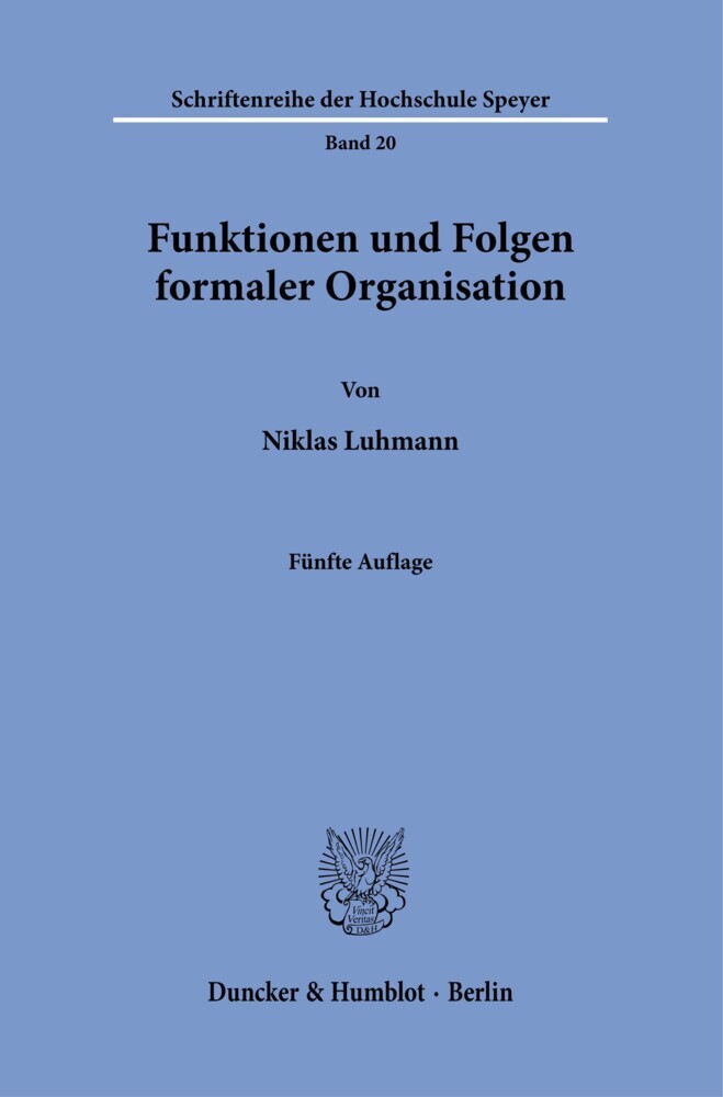 Funktionen und Folgen formaler Organisation. main product photo