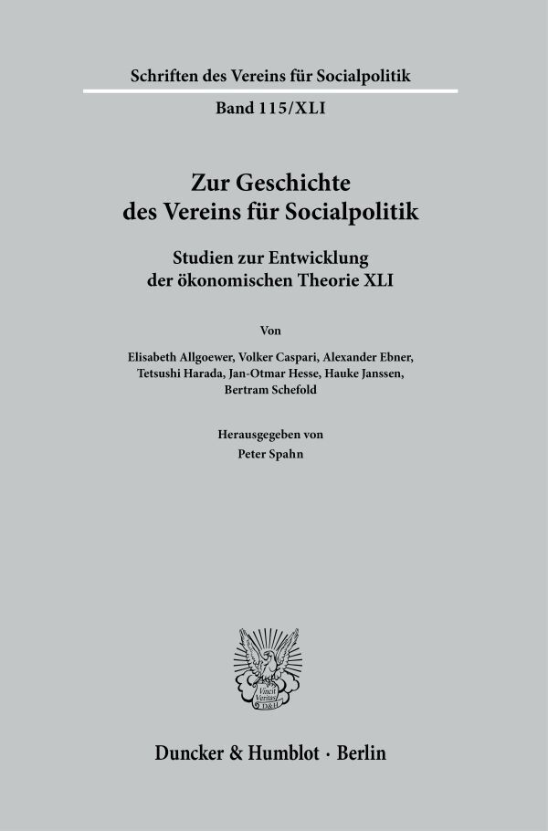 Zur Geschichte des Vereins für Socialpolitik. main product photo