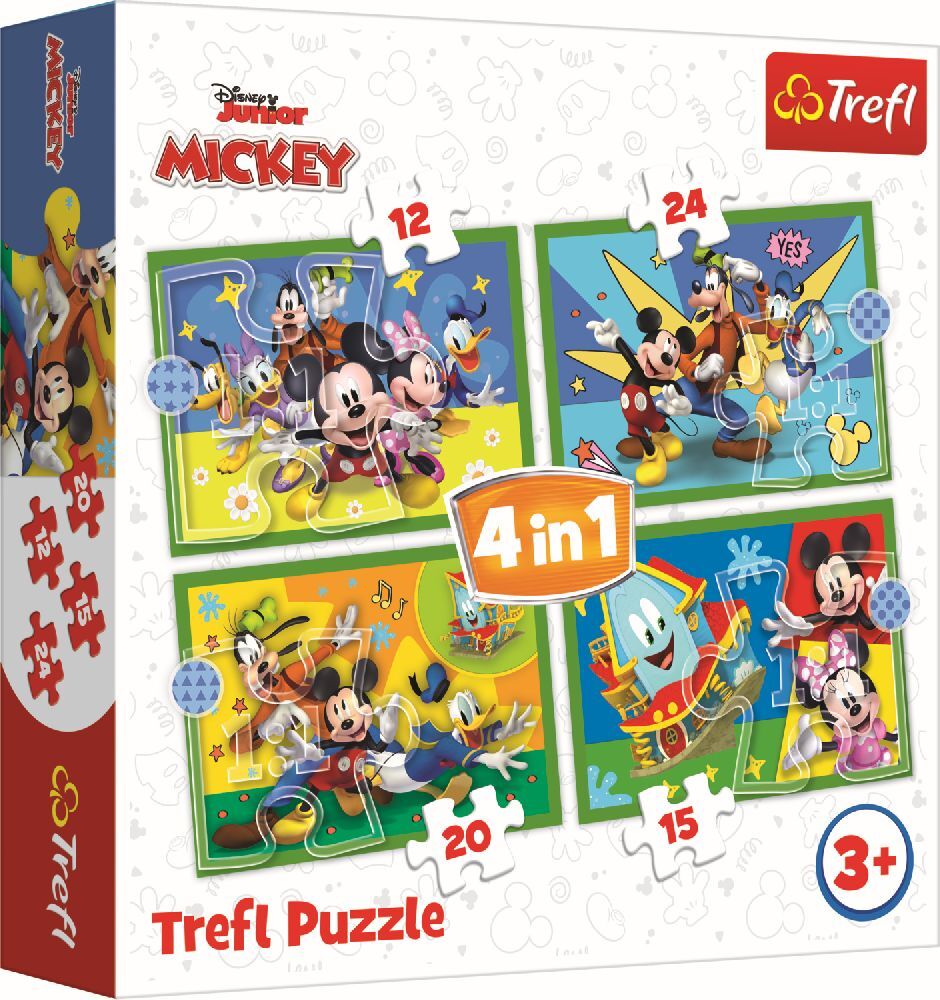 4 in 1 Puzzle 12,15, 20, 24 Teile Mickey Mouse und Freunde main product photo