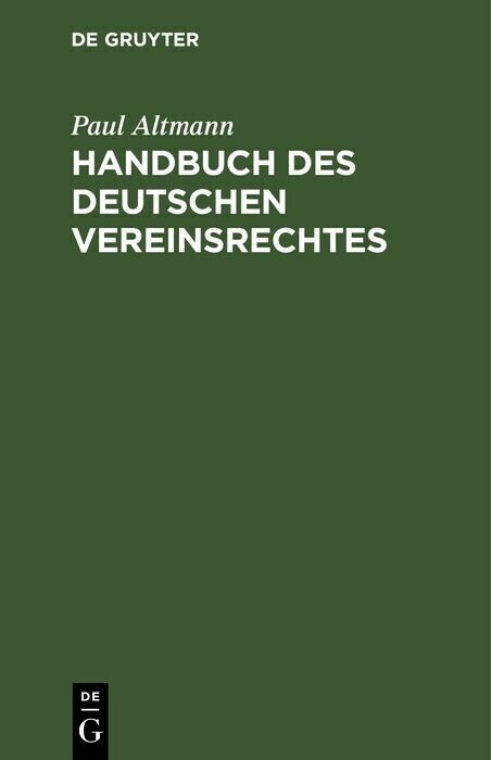 Handbuch des deutschen Vereinsrechtes main product photo