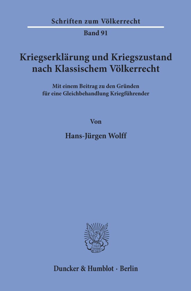 Kriegserklärung und Kriegszustand nach Klassischem Völkerrecht, main product photo