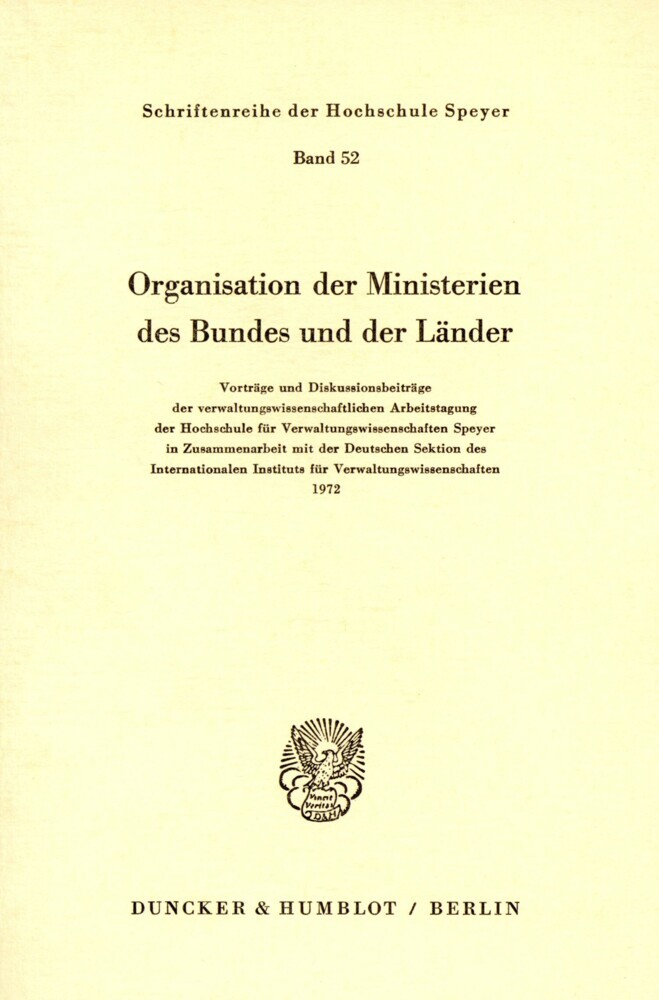 Organisation der Ministerien des Bundes und der Länder. main product photo