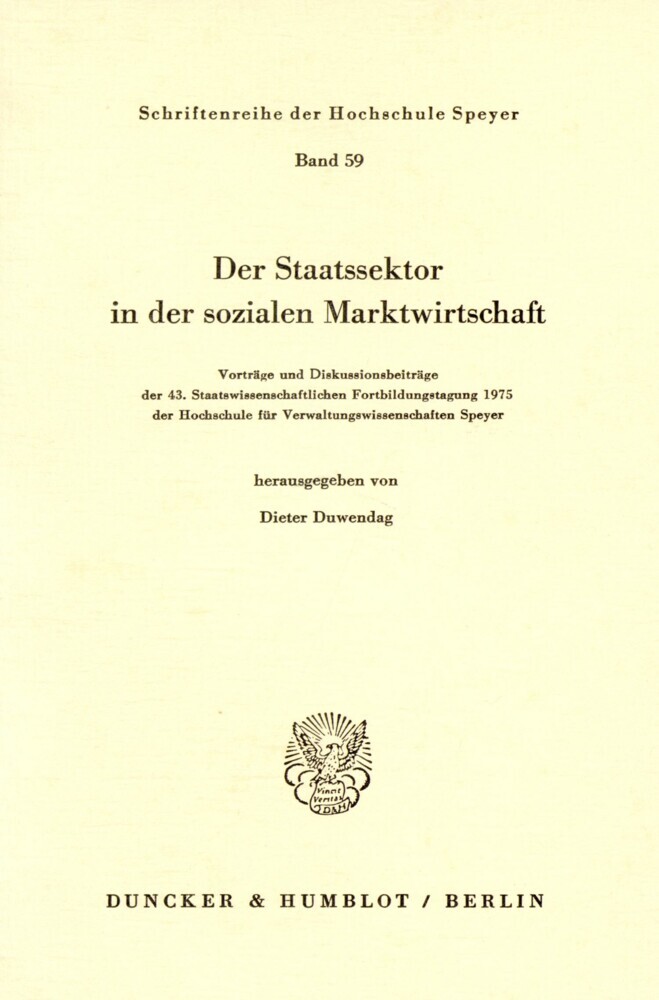 Der Staatssektor in der sozialen Marktwirtschaft. main product photo