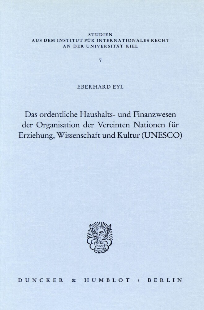 Das ordentliche Haushalts- und Finanzwesen der Organisation der Vereinten Nationen für Erziehung, Wissenschaft und Kultur (UNESCO). main product photo