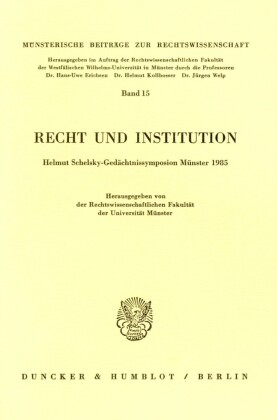 Recht und Institution.