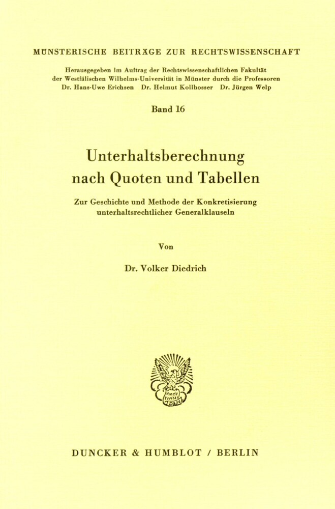 Unterhaltsberechnung nach Quoten und Tabellen. main product photo
