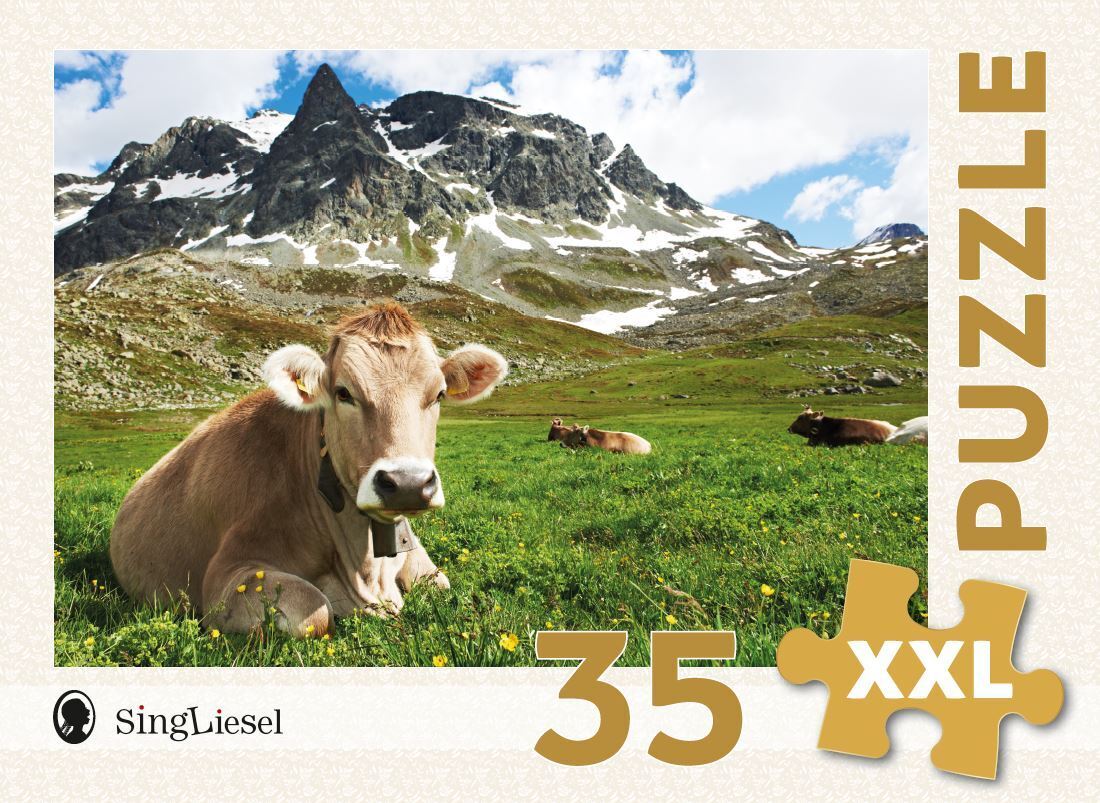 Das SingLiesel-Puzzle für Menschen mit Demenz: Kuh auf der Alp main product photo
