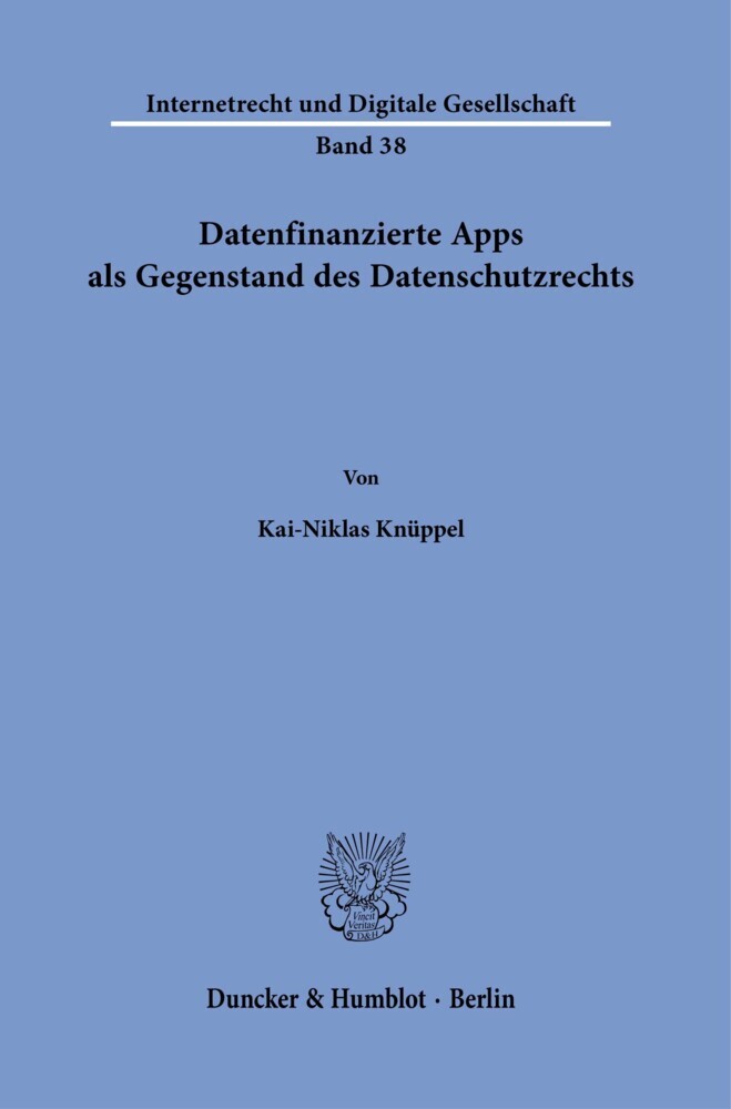 Datenfinanzierte Apps als Gegenstand des Datenschutzrechts. main product photo