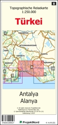 Antalya - Alanya - Topographische Reisekarte 1:250.000 Türkei (Blatt 8) main product photo