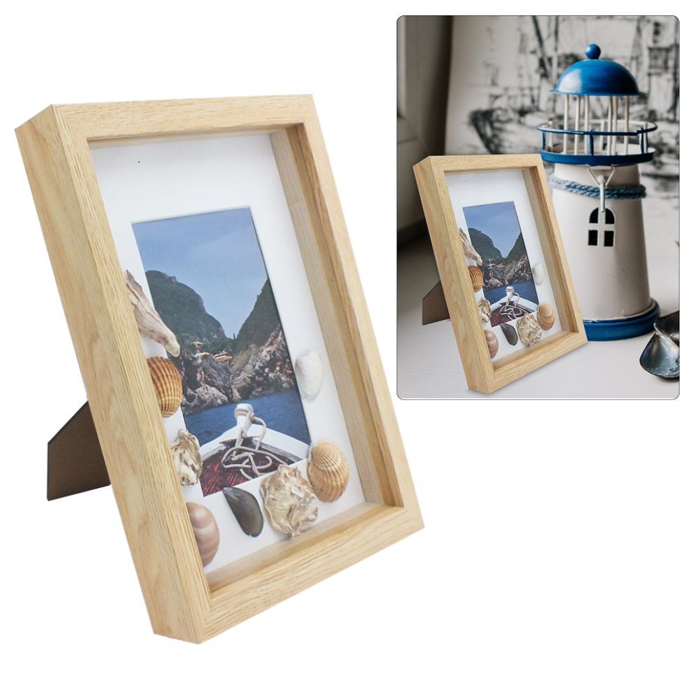 Dekorahmen, naturholzfarben, Format ca. 250 x 300 x 45 mm, Fenstergröße jeweils 115 x 165 mm, nutzbare Tiefe 20 mm main product photo