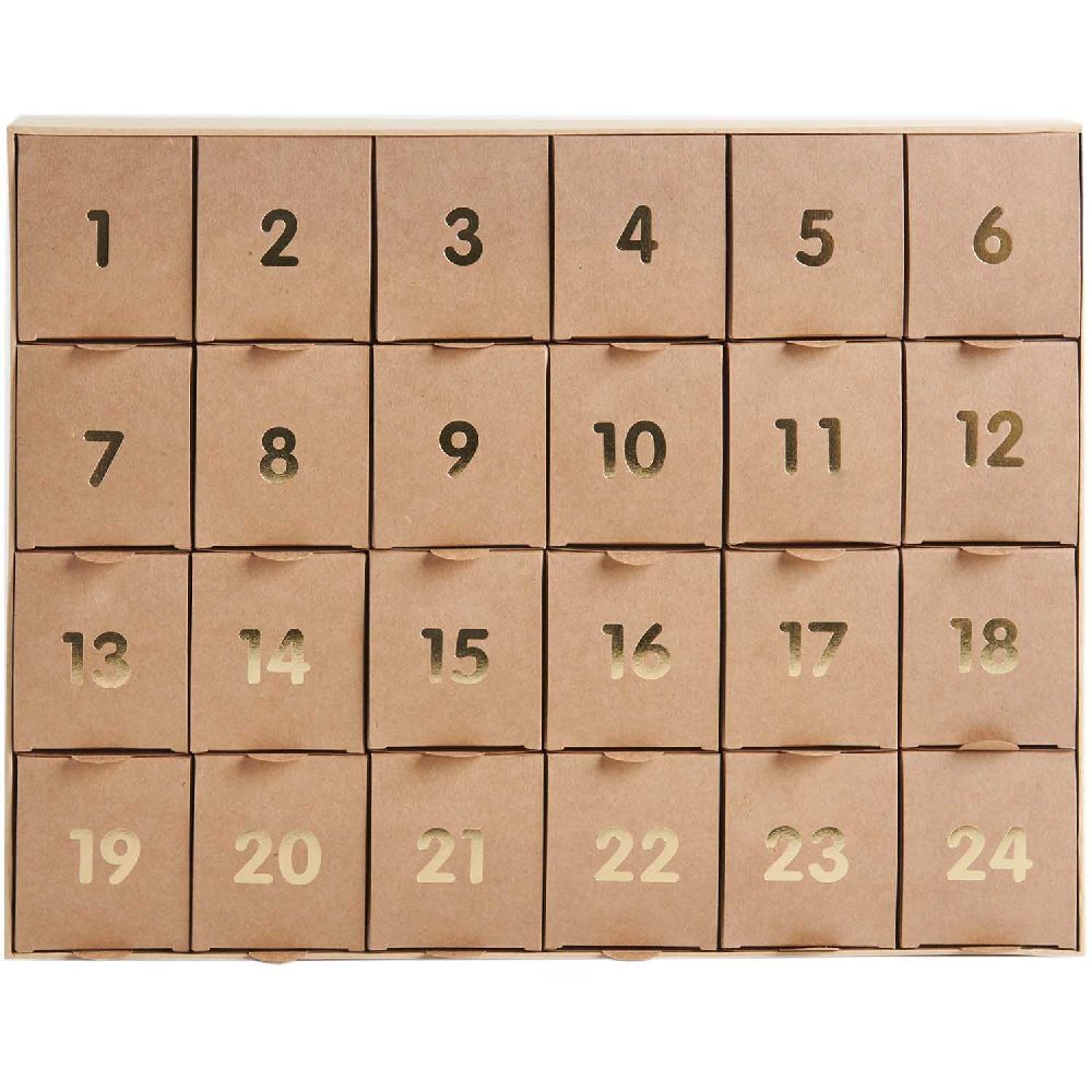 Adventskalender zum befüllen, Kraft-gold, 36,5 x 29 x 6 cm FSC MIX main product photo