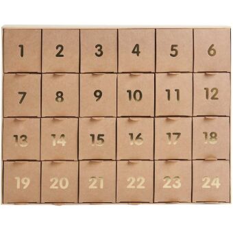 Adventskalender zum befüllen, Kraft-gold, 36,5 x 29 x 6 cm FSC MIX