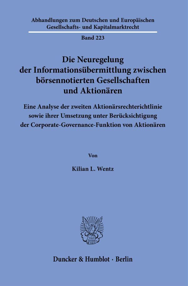 Die Neuregelung der Informationsübermittlung zwischen börsennotierten Gesellschaften und Aktionären. main product photo