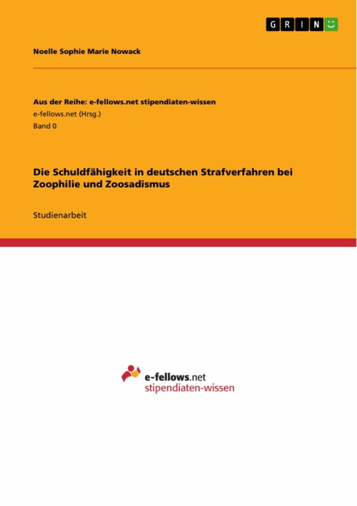 Die Schuldfähigkeit in deutschen Strafverfahren bei Zoophilie und Zoosadismus main product photo