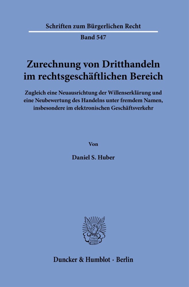 Zurechnung von Dritthandeln im rechtsgeschäftlichen Bereich. main product photo