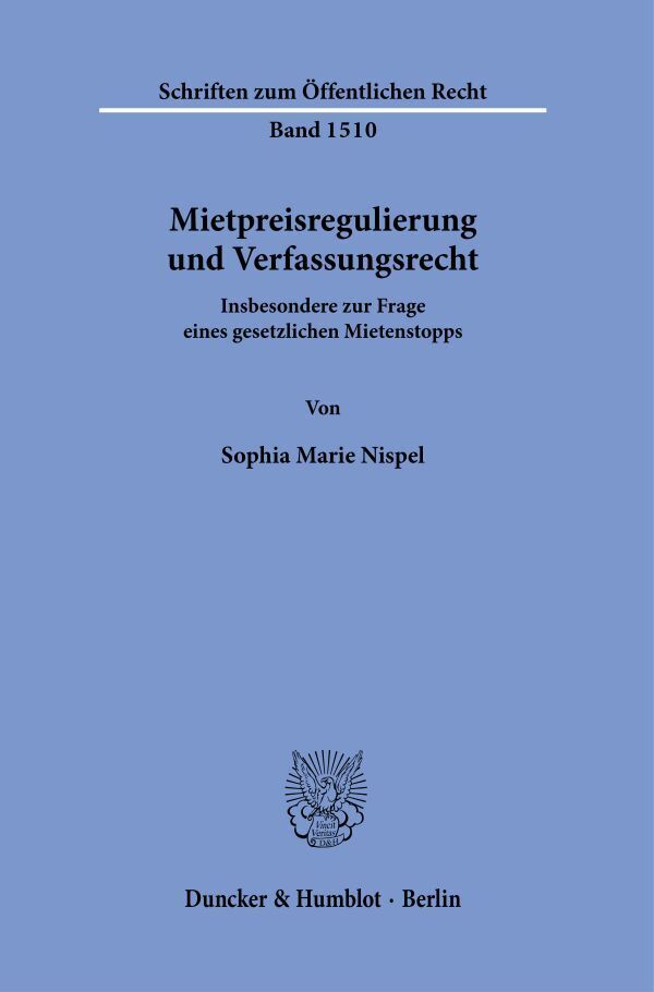 Mietpreisregulierung und Verfassungsrecht. main product photo