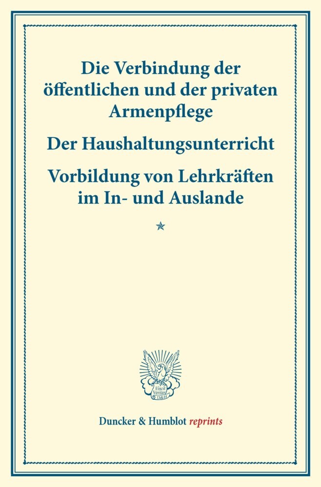 Die Verbindung der öffentlichen und der privaten Armenpflege - Der Haushaltungsunterricht. main product photo