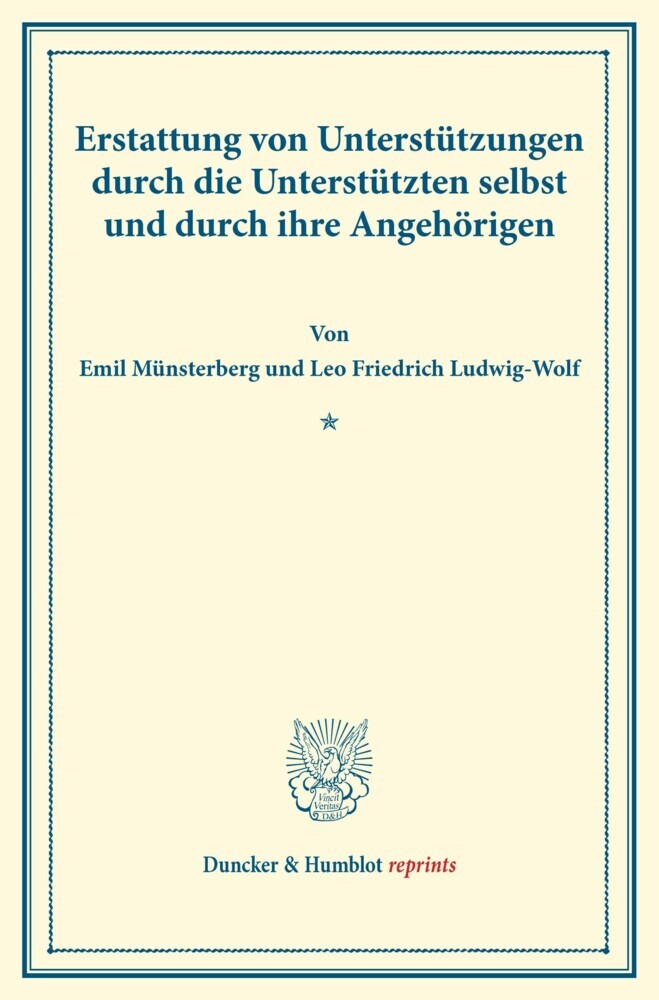 Erstattung von Unterstützungen durch die Unterstützten selbst und durch ihre Angehörigen. main product photo