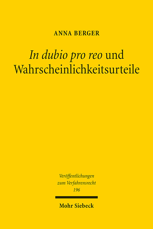 In dubio pro reo und Wahrscheinlichkeitsurteile main product photo