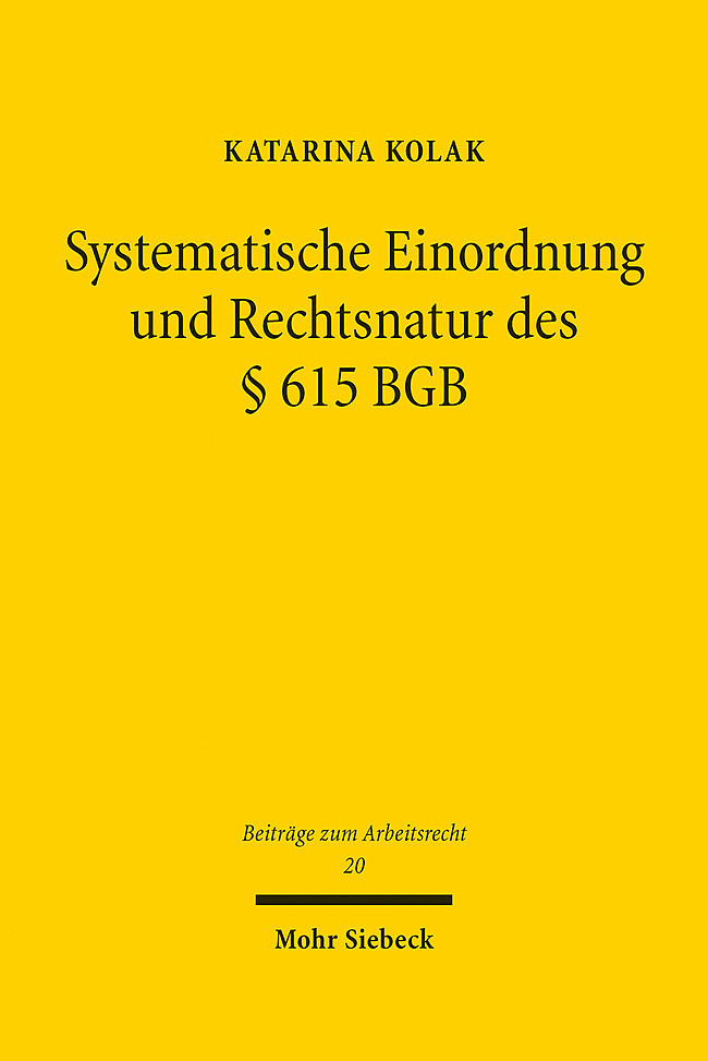 Systematische Einordnung und Rechtsnatur des § 615 BGB main product photo
