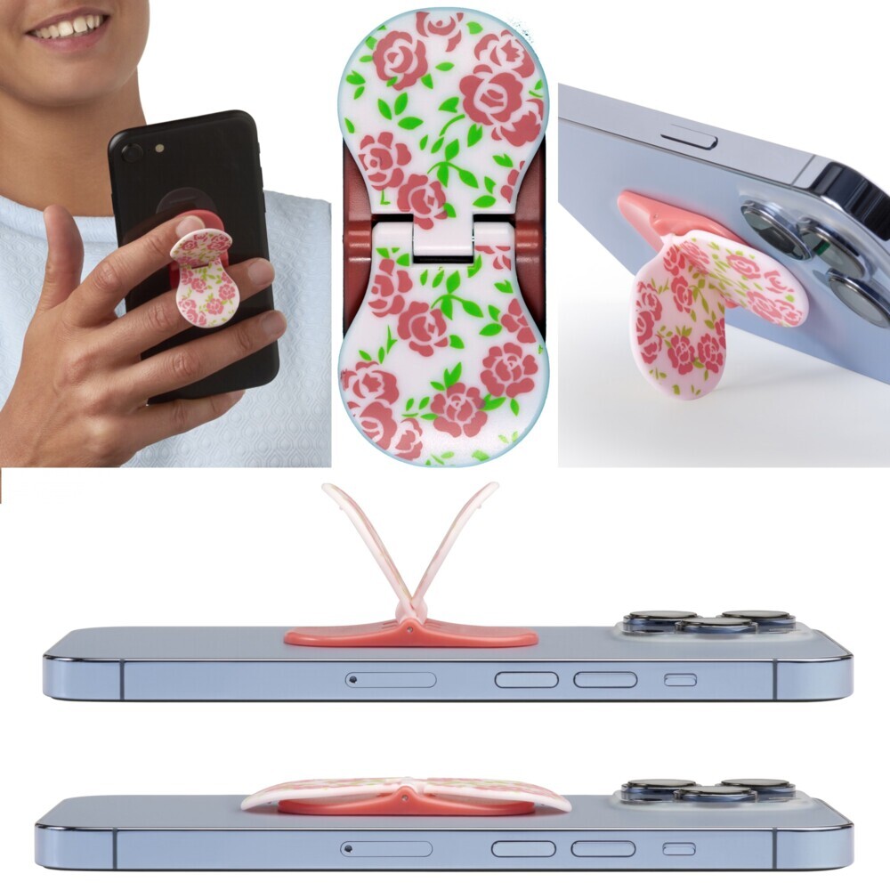 zipgrips Pink Flowers - 2 in 1 Handy-Griff & Aufsteller - Sicherer Griff - Halter für Smartphones - Perfekte Selfies - Ideal für Videos main product photo