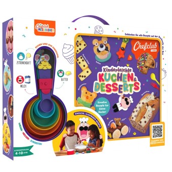 Set: Rezeptbuch "Kinderleichte KUCHEN & DESSERTS" mit Chefclub Messbechern