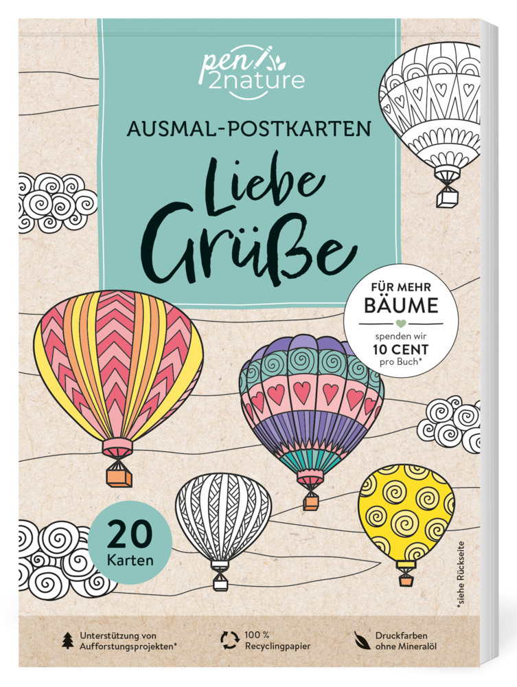 Ausmal-Postkarten Liebe Grüße | 20 Karten main product photo