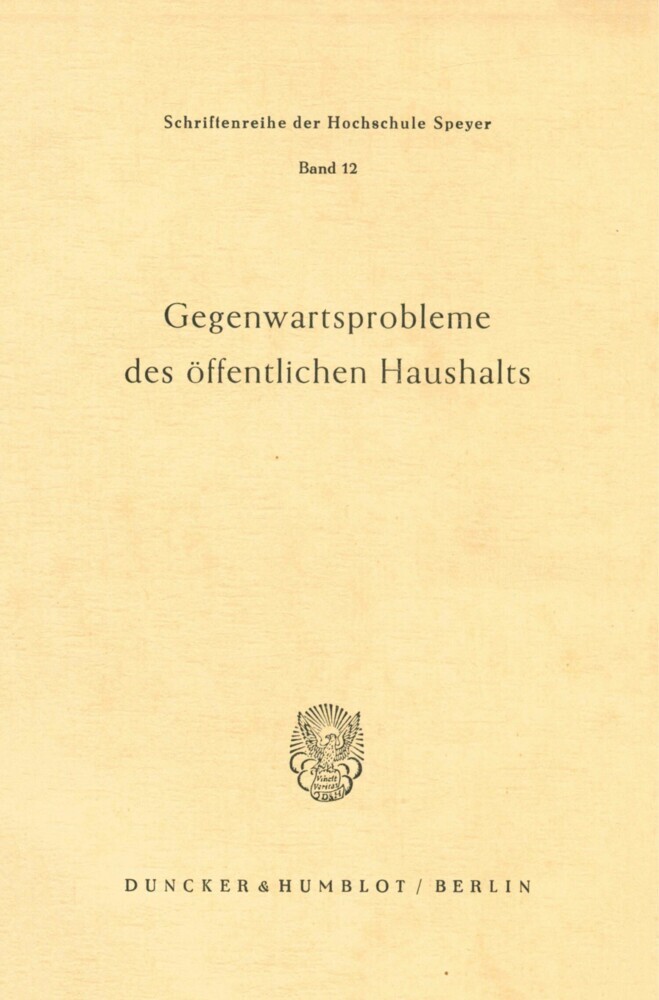Gegenwartsprobleme des öffentlichen Haushalts. main product photo