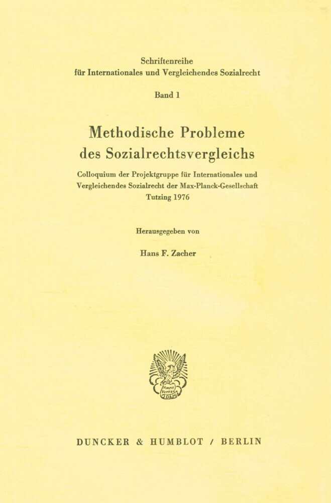 Methodische Probleme des Sozialrechtsvergleichs. main product photo