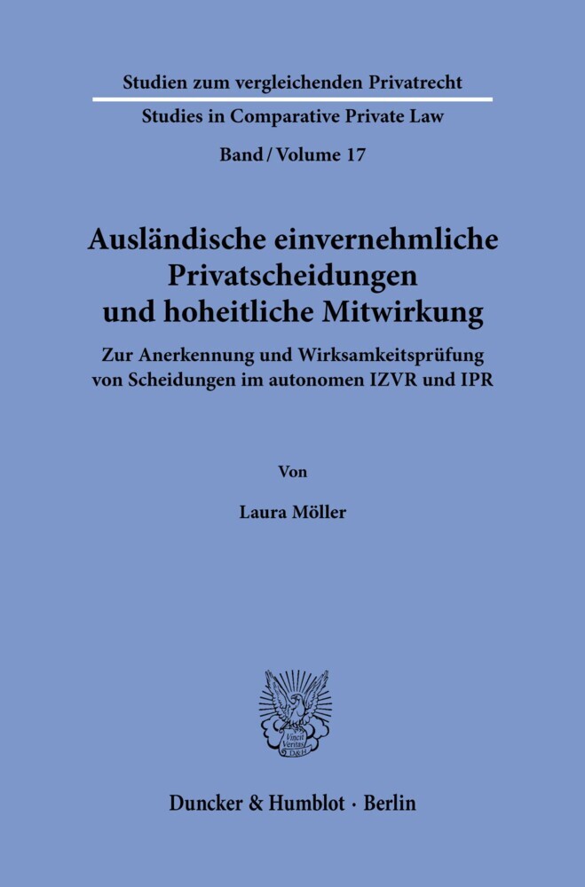 Ausländische einvernehmliche Privatscheidungen und hoheitliche Mitwirkung. main product photo