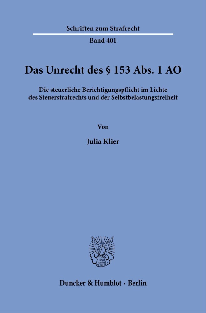 Das Unrecht des § 153 Abs. 1 AO. main product photo