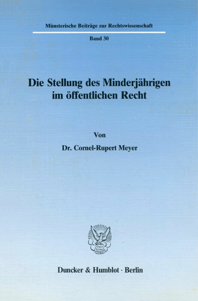 Die Stellung des Minderjährigen im öffentlichen Recht. main product photo
