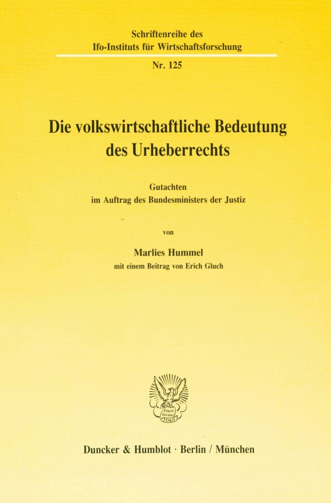 Die volkswirtschaftliche Bedeutung des Urheberrechts. main product photo