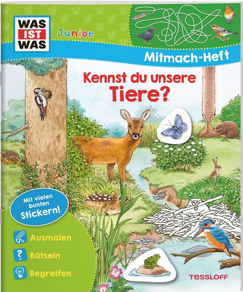 WAS IST WAS Junior Mitmach-Heft Kennst du unsere Tiere? main product photo