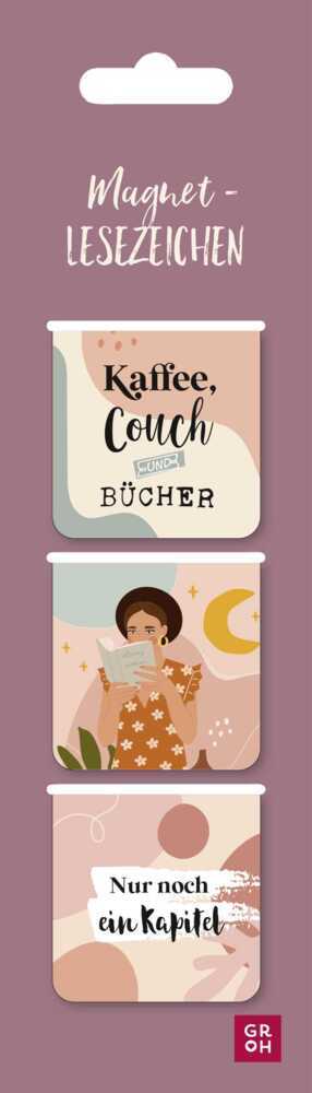 Magnetlesezeichen Kaffee, Couch und Bücher main product photo
