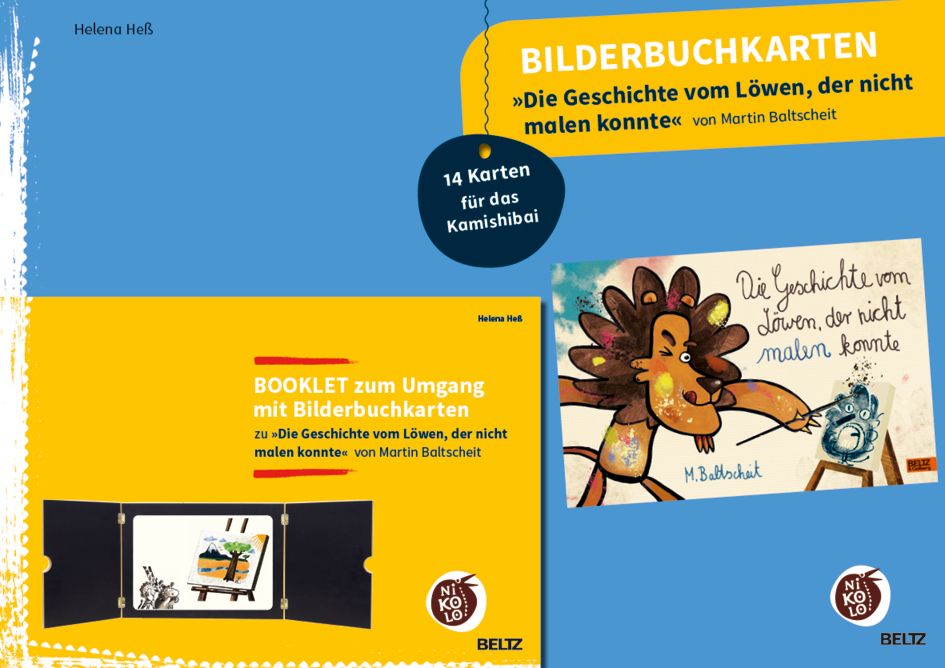 Bilderbuchkarten «Die Geschichte vom Löwen, der nicht malen konnte« von Martin Baltscheit main product photo