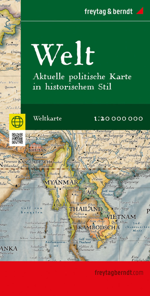 Weltkarte: Aktuelle politische Karte in historischem Stil, 1:20.000.000, gefaltet, freytag & berndt main product photo