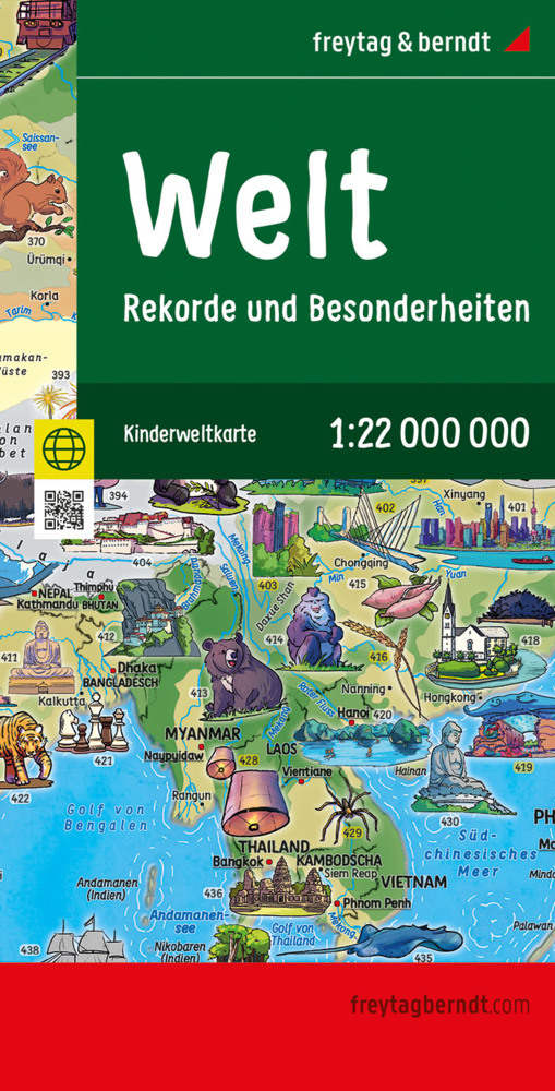 Weltkarte für Kinder, 1:22.000.000, gefaltet, freytag & berndt main product photo