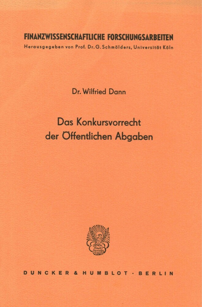 Das Konkursvorrecht der Öffentlichen Abgaben. main product photo