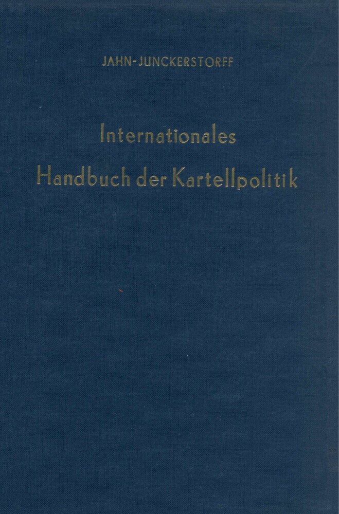 Internationales Handbuch der Kartellpolitik. main product photo