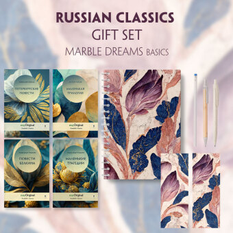 EasyOriginal Readable Classics / Russian Classics - 4 books (with audio-online) Readable Classics Geschenkset + Marmorträume Schreibset Basics, m. 4 Beilage, m. 4 Buch