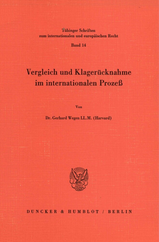 Vergleich und Klagerücknahme im internationalen Prozeß. main product photo