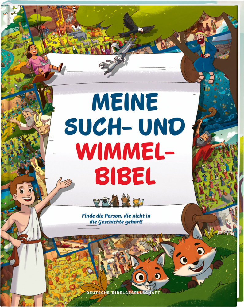 Meine Such- und Wimmelbibel. Finde die Person, die nicht in die Geschichte gehört! Ein kunterbuntes Wimmelbuch zu den schönsten Bibel-Geschichten für Kinder. Mit spannenden Such-Rätselaufgaben main product photo