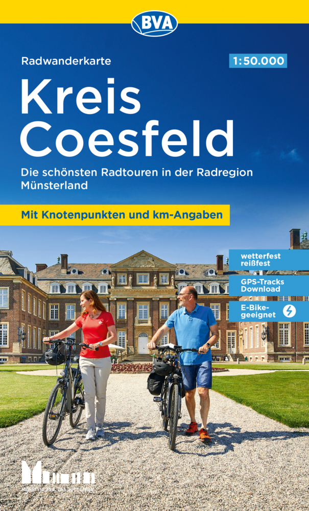 BVA Radwanderkarte Kreis Coesfeld 1:50.000, mit Knotenpunkten und km-Angaben, reiß- und wetterfest, GPS-Tracks Download, E-Bike geeignet main product photo